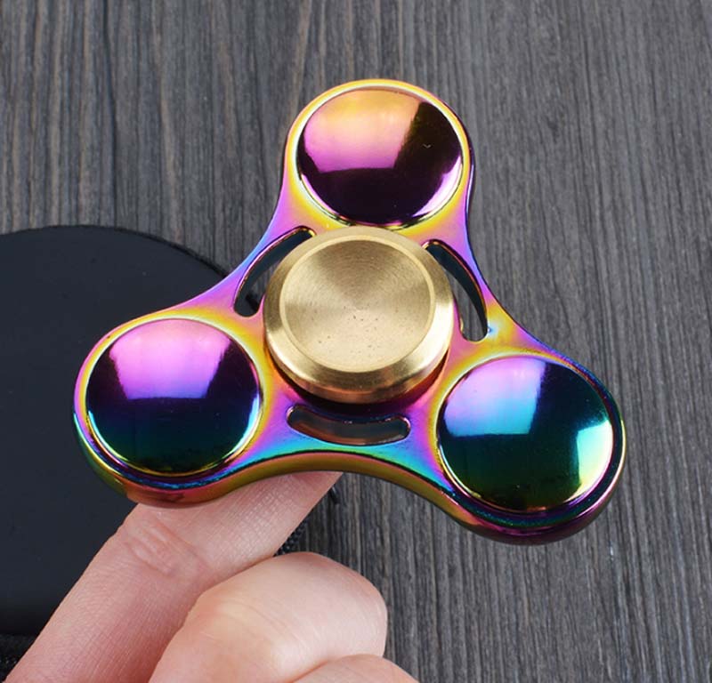 Rainbow Tri Fidget Hand Spinner Finger Focus Desk Toys Stocking Stuffer Kids/adult